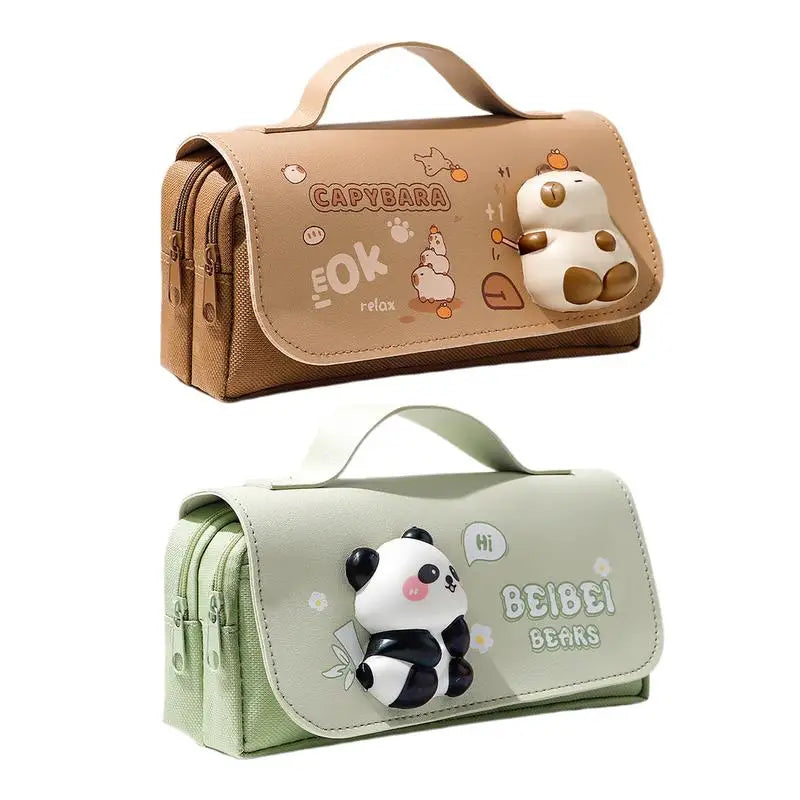 Capybara Pencil Pouch Cute Panda Pencil Case Organizer for Girls Large Capacity Marker Pouch Pen Bag Fidget Aesthetic Pencil Bag