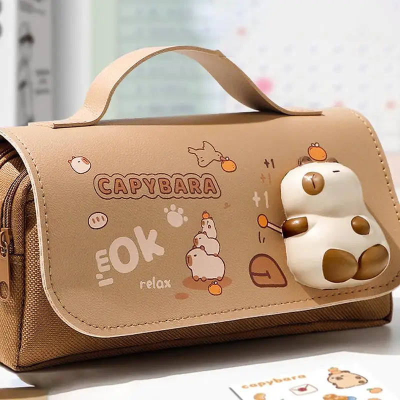 Capybara Pencil Pouch Cute Panda Pencil Case Organizer for Girls Large Capacity Marker Pouch Pen Bag Fidget Aesthetic Pencil Bag