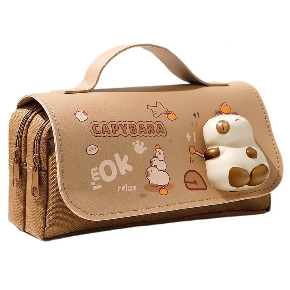 Capybara Pencil Pouch Cute Panda Pencil Case Organizer for Girls Large Capacity Marker Pouch Pen Bag Fidget Aesthetic Pencil Bag